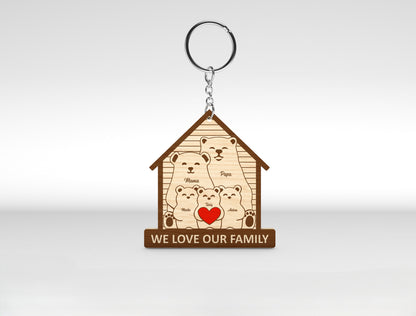 Bear Family Keychain SVG Personalized Bear House Sign for xTool