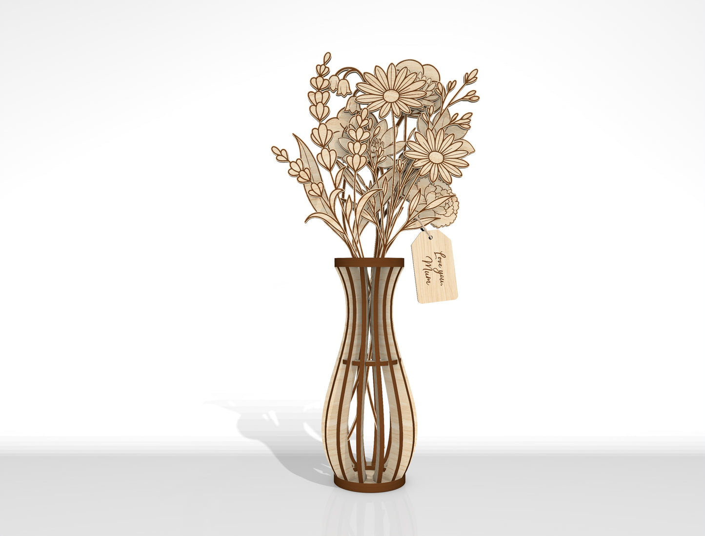 Slot-In Interchangeable Flower Vase SVG Laser Cut File for Glowforge and LightBurn