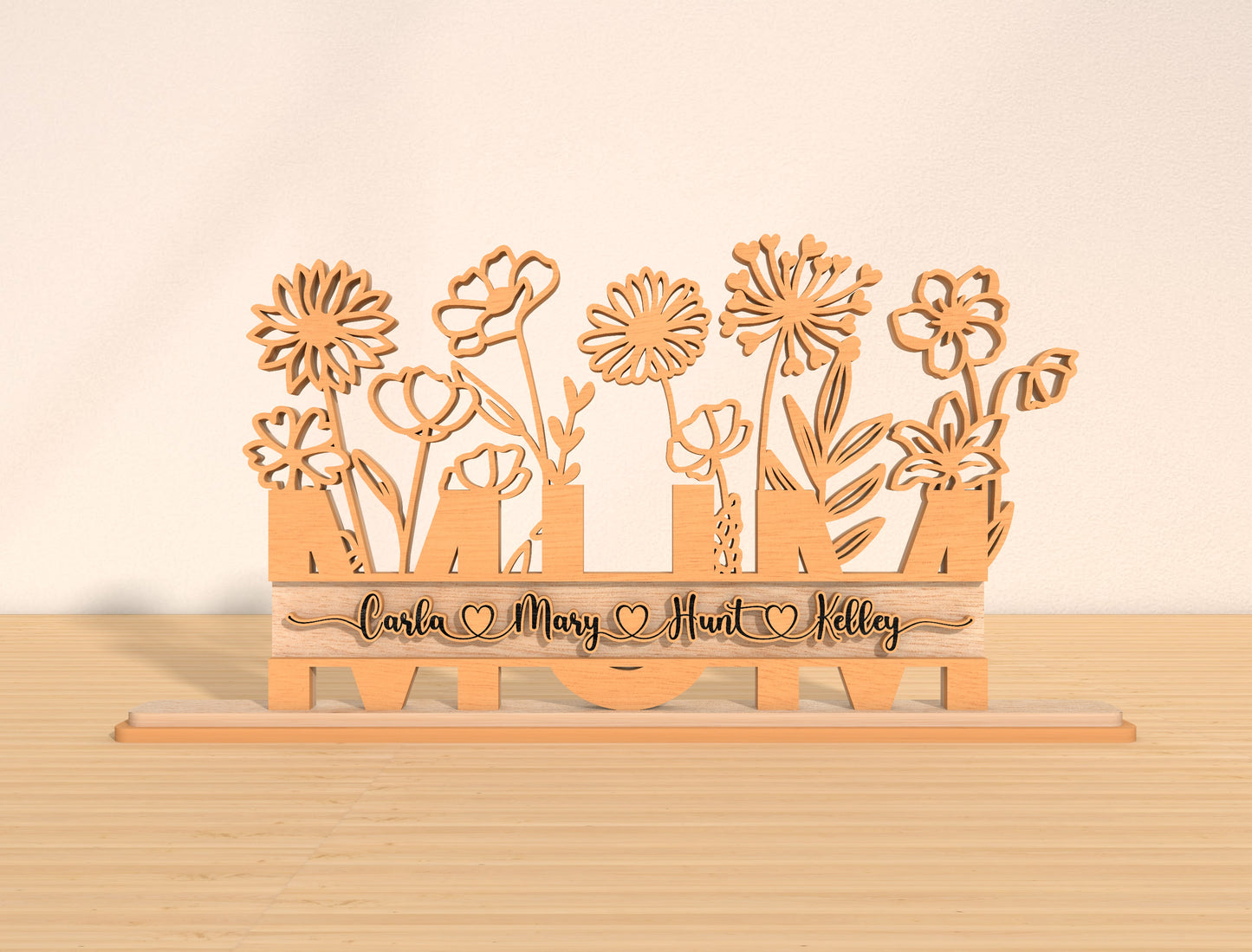 Personalized Mom Flower Stand SVG Bundle for Glowforge and xTool