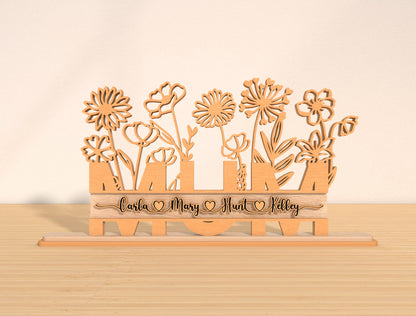 Personalized Mom Flower Stand SVG Bundle for Glowforge and xTool