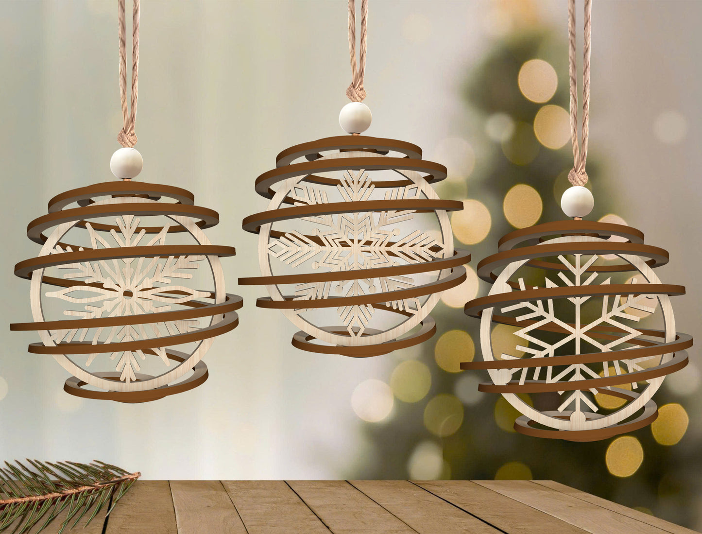 Christmas Snowflake Spiral Ornament Laser Cut File | Ready to Cut | Glowforge, xTool, LightBurn, etc.