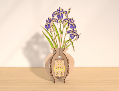 Mother’s Day Floral Lantern Laser Cut File Bundle – 6 Designs | Flower Shadow Lantern | Layered Wooden Decor | Glowforge, xTool, LightBurn, etc.