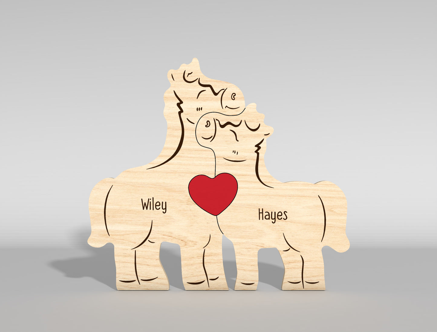 Horse Family Wooden Puzzle Sign SVG for xTool and Glowforge