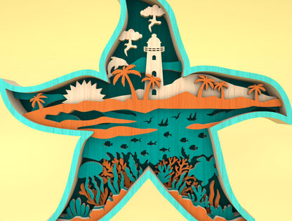 Multilayer Starfish Ocean SVG Laser Cut File for Glowforge and LightBurn