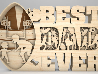 Best Dad Ever Sports Sign SVG Laser Cut File for xTool and Glowforge
