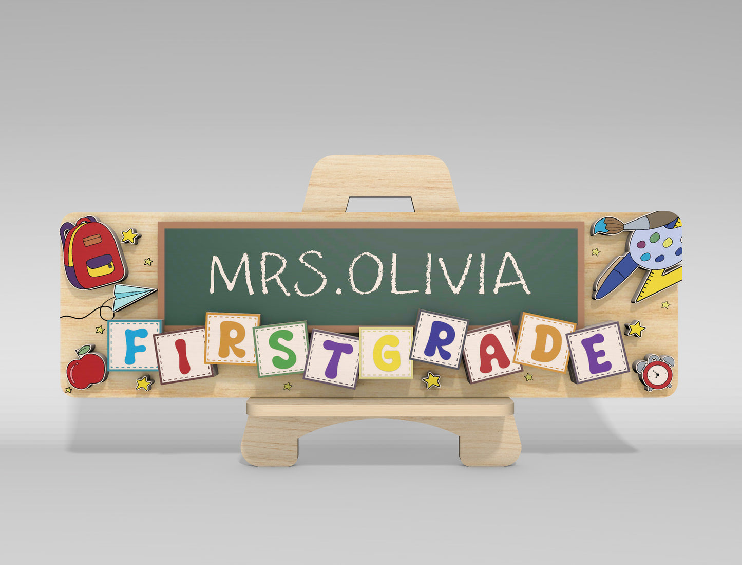 Personalized Teacher Desk Name Plate SVG Laser Cut File for Glowforge and xTool
