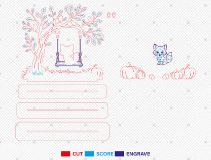 Fox on Swing Fall Scene SVG for Glowforge xTool LightBurn