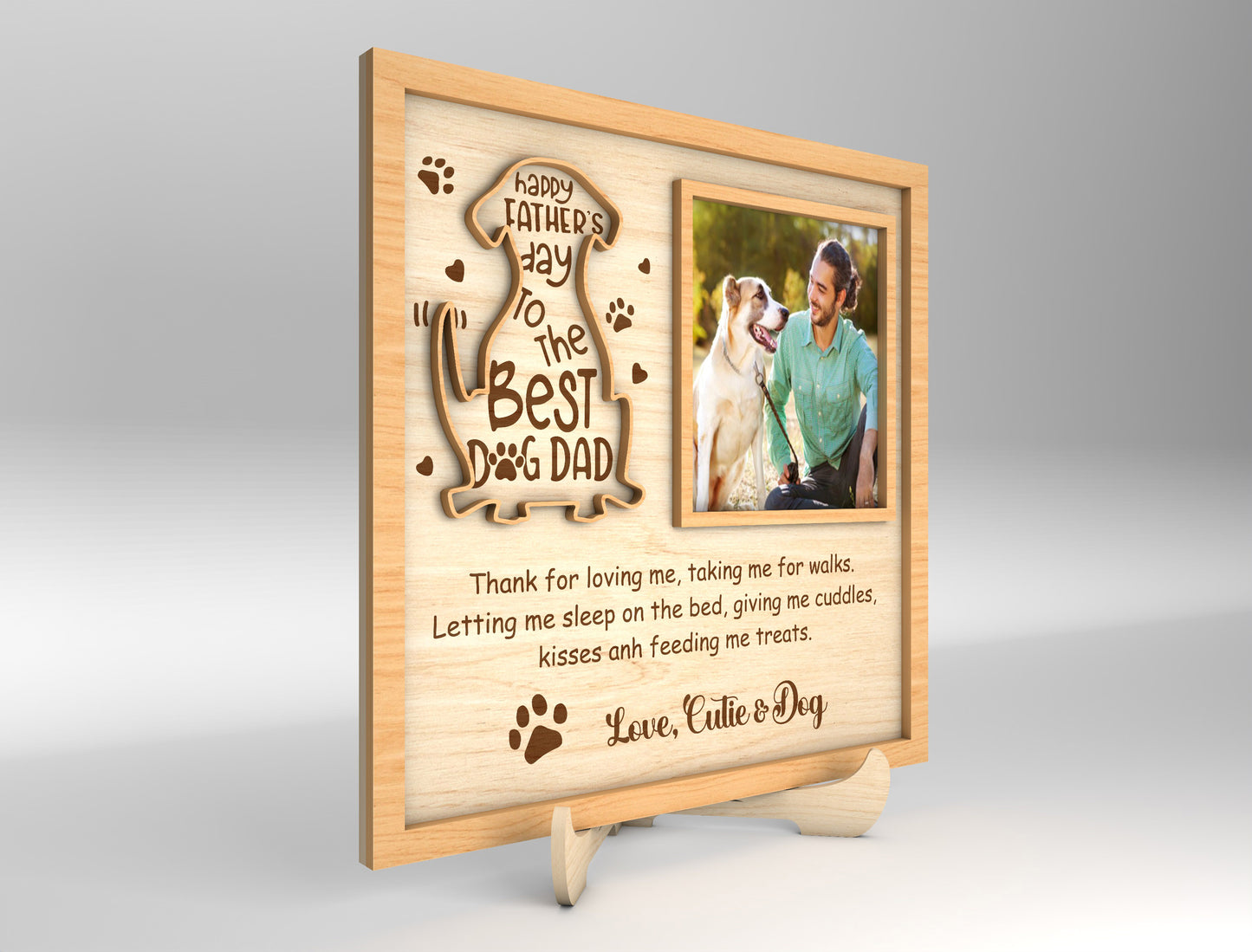 Best Dog Dad Ever Photo Frame SVG Laser Cut File for Glowforge and xTool