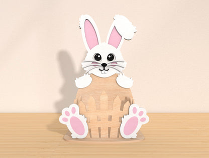 Bunny Basket SVG Bundle Cute Rabbit Egg Holder Easter for LightBurn and xTool