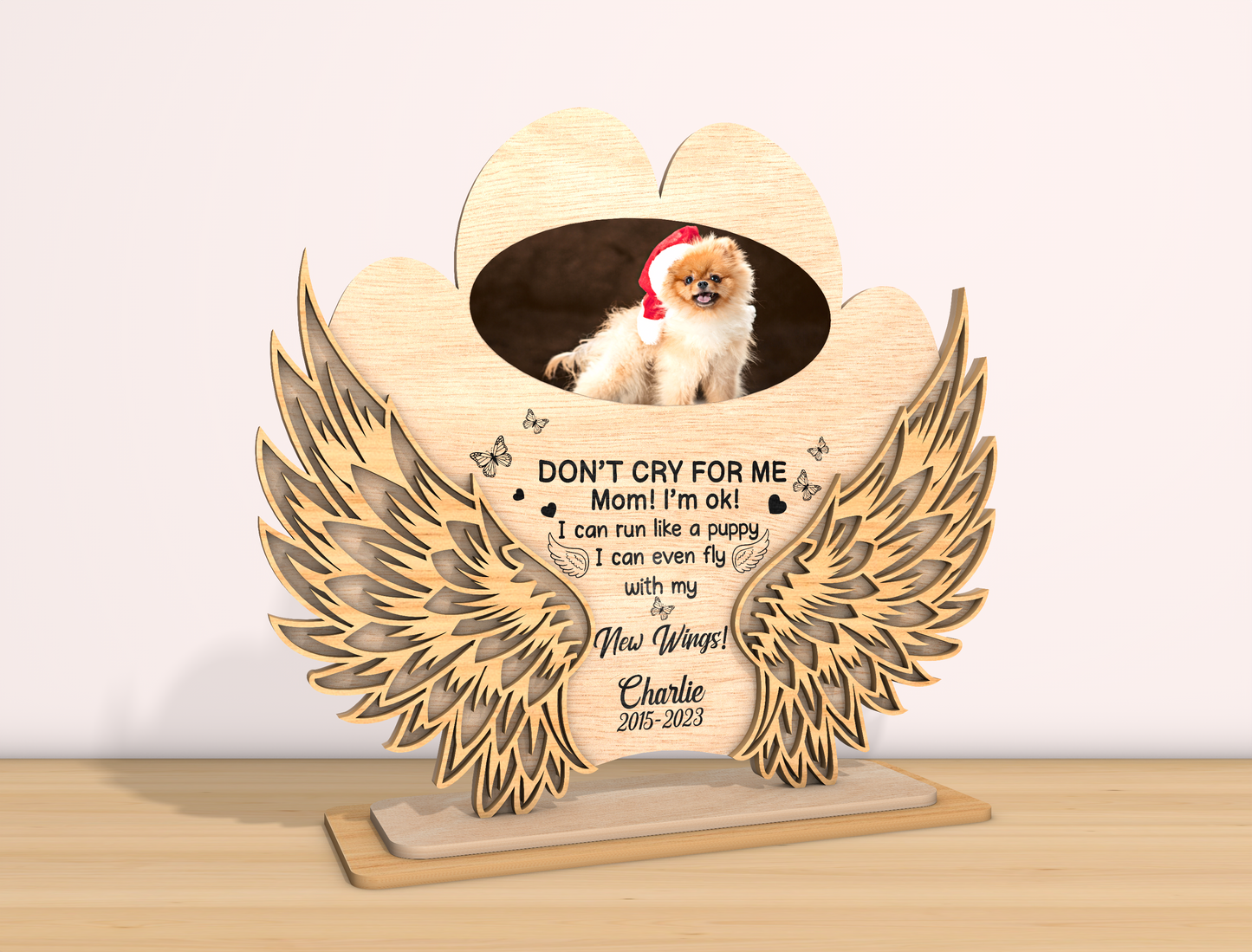 Dog Paw Angel Wings Photo Memorial SVG for Glowforge Users