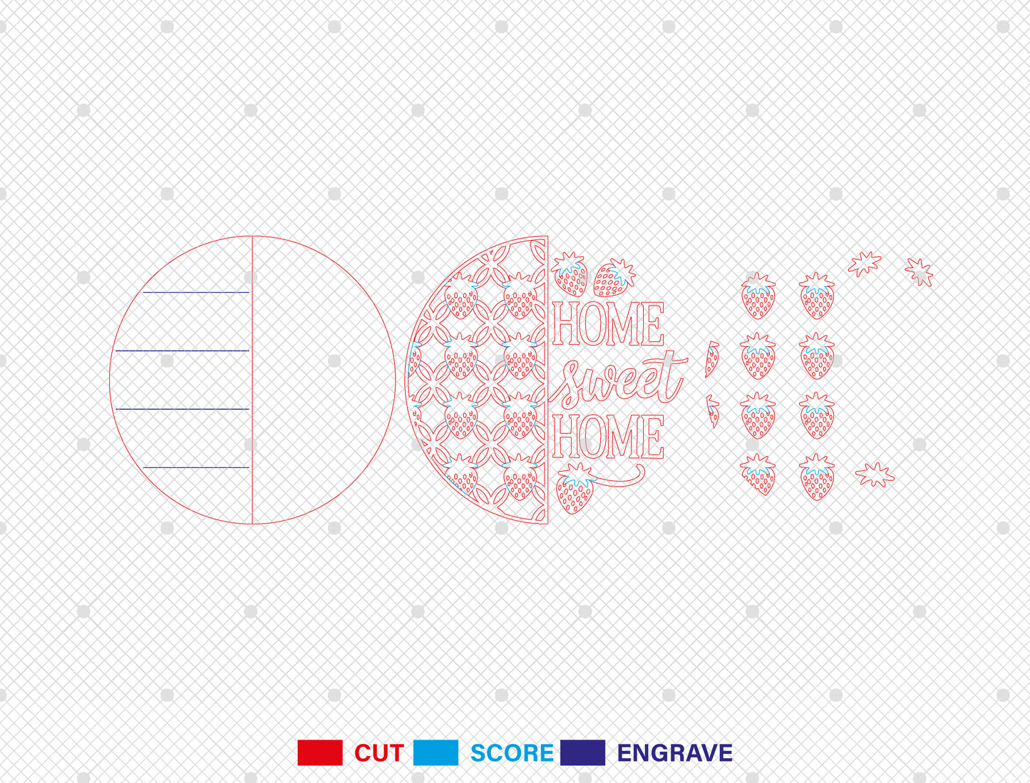 Home Sweet Home Strawberry Door Hanger SVG Laser Cut File for xTool and Glowforge