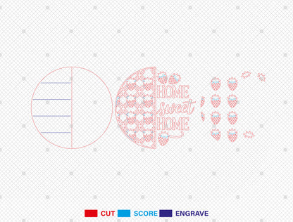 Home Sweet Home Strawberry Door Hanger SVG Laser Cut File for xTool and Glowforge