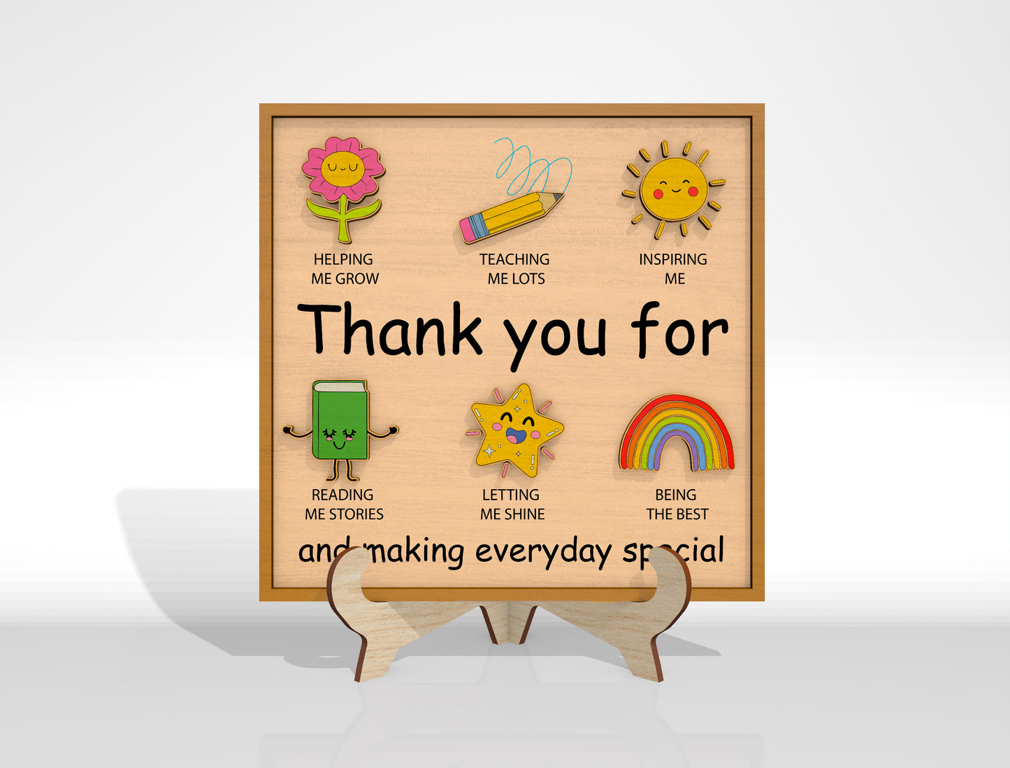 Personalized Teacher Appreciation Plaque SVG Bundle Laser Cut File for Glowforge and xTool