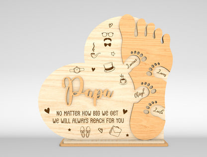Personalized Dad Footprint Sign SVG Laser Cut File for LightBurn and xTool