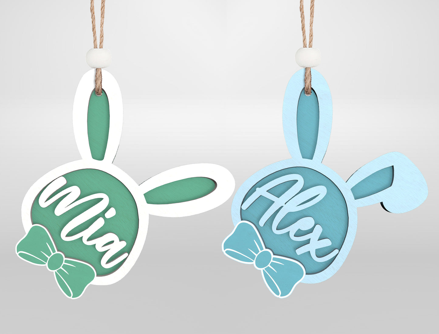 Personalized Easter Basket Tag SVG Bunny Name 7 Designs for Glowforge and xTool