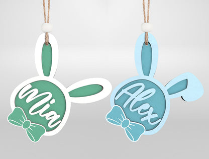 Personalized Easter Basket Tag SVG Bunny Name 7 Designs for Glowforge and xTool