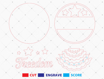 Freedom Patriotic Door Sign SVG for Glowforge and LightBurn