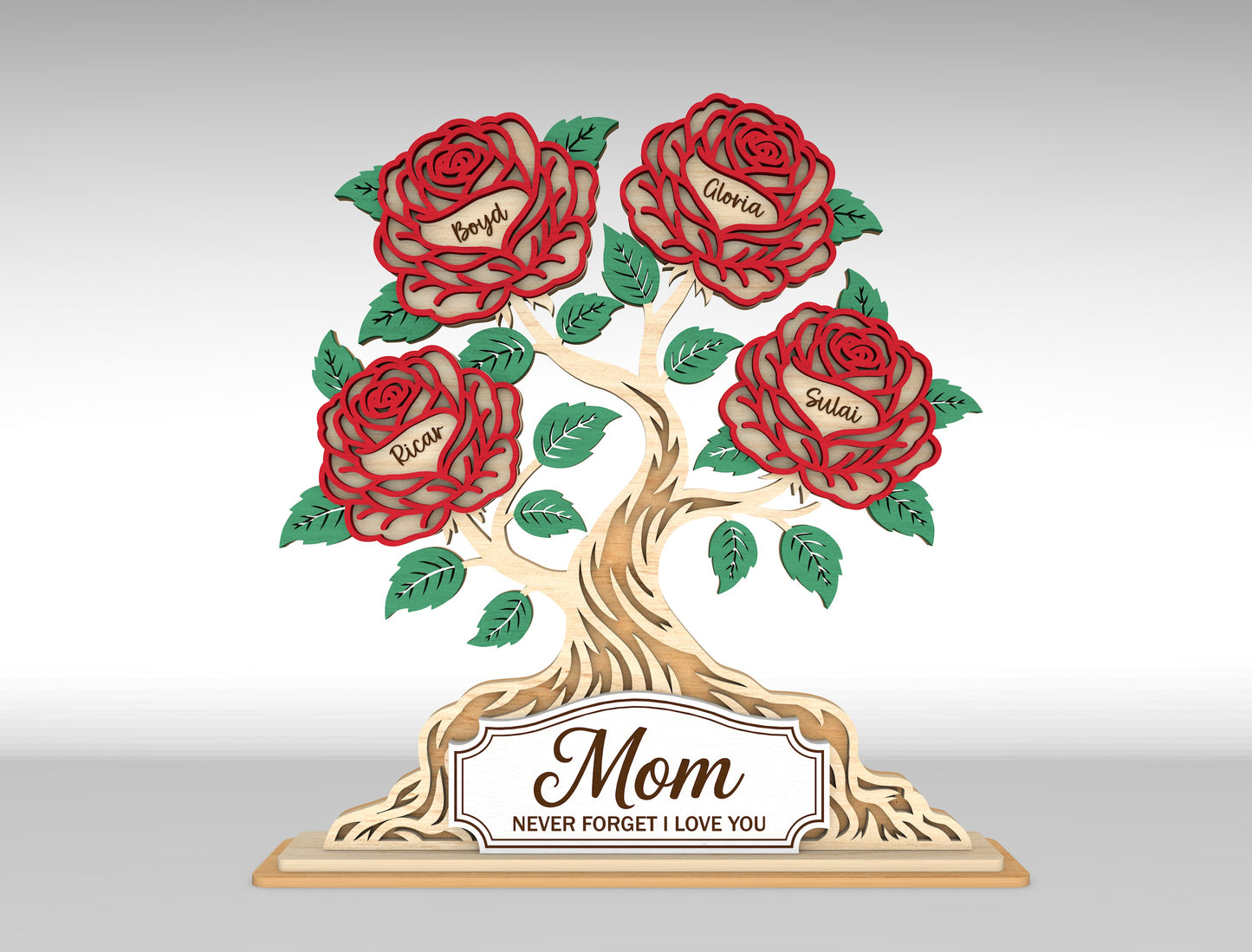 Personalized Rose Tree Custom Name Flower Sign SVG for xTool