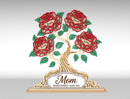 Personalized Rose Tree Custom Name Flower Sign SVG for xTool