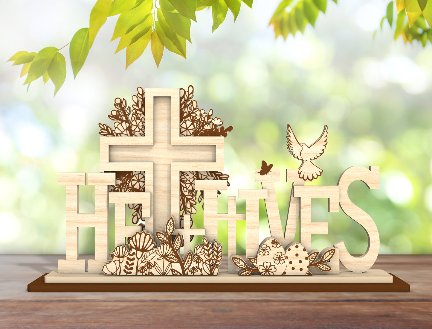 He Is Risen Cross and Bunny Decor SVG Bundle for Glowforge and xTool