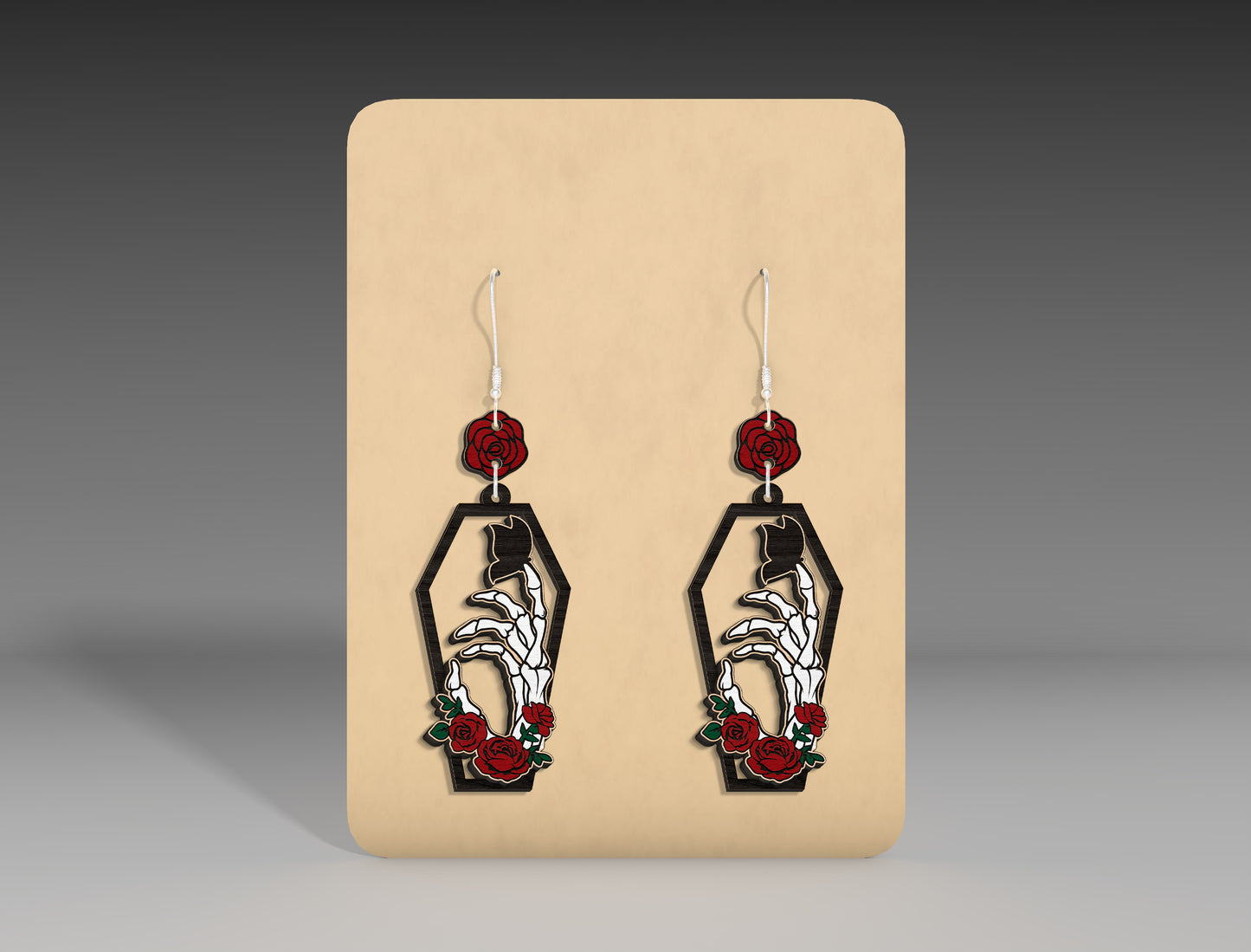 Halloween Coffin Earrings SVG Bundle 5 Skeleton Rose Designs for xTool Glowforge