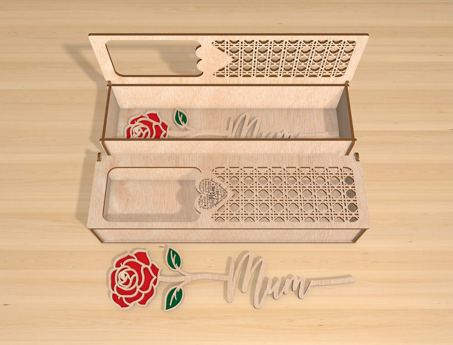 Flower Gift Box Laser Cut File Bundle | Mom Floral Keepsake Box | Multilayer Wooden Design | Glowforge, xTool, LightBurn, etc.