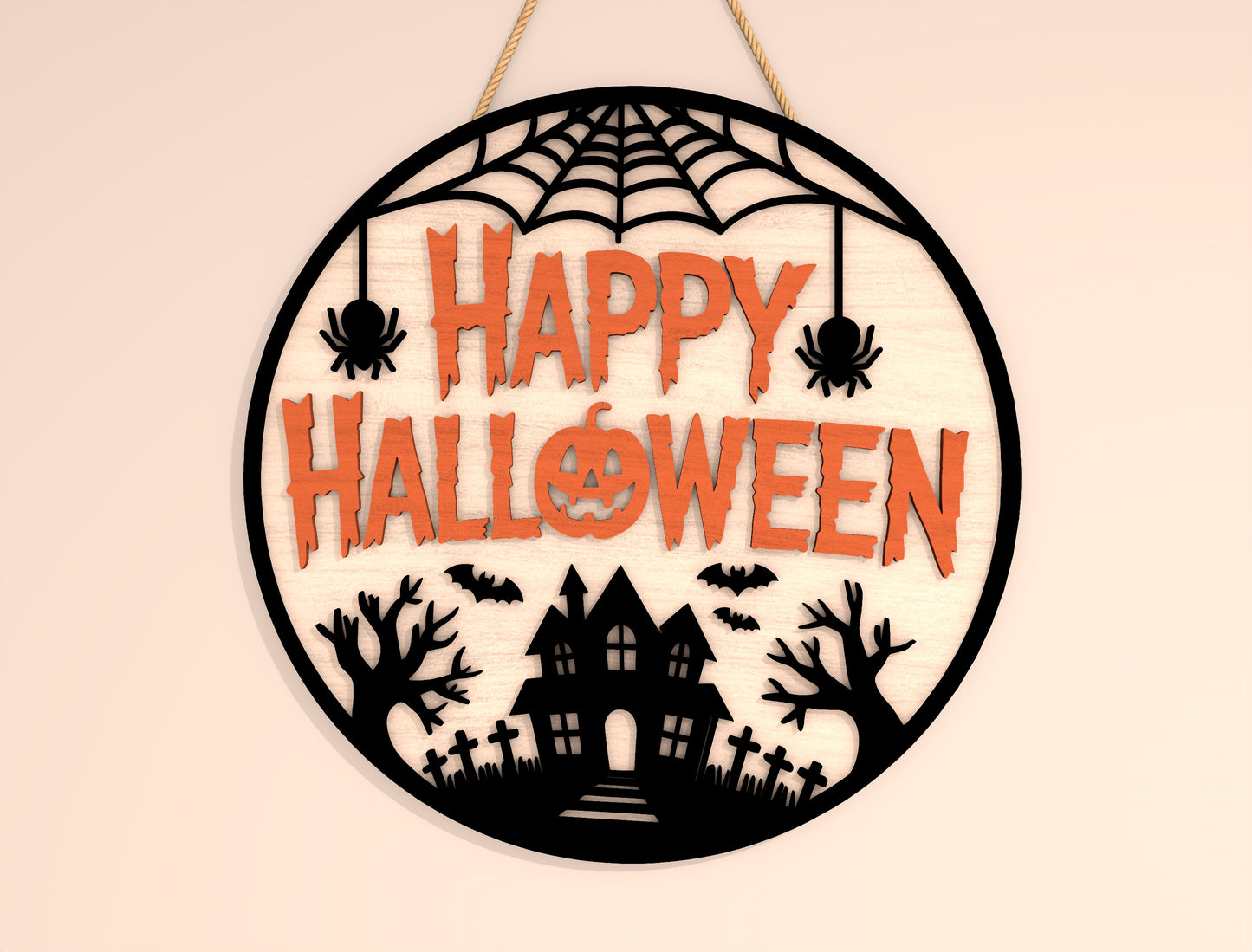 Spooky Ghost Halloween Door Hanger SVG Bundle for Glowforge xTool LightBurn