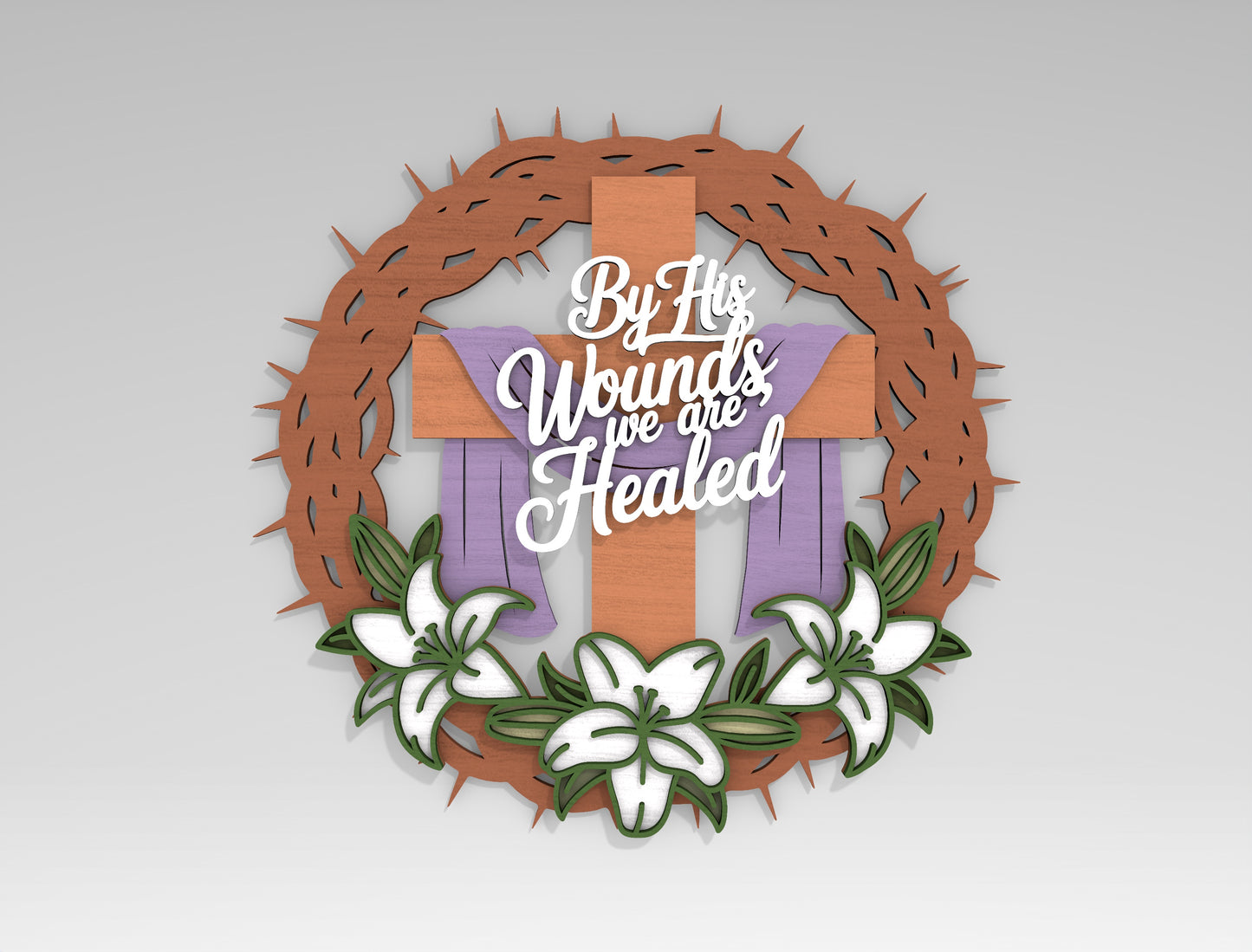 Multilayer Christian Easter Wreath SVG Bundle 6 Designs for LightBurn and xTool