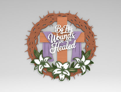 Multilayer Christian Easter Wreath SVG Bundle 6 Designs for LightBurn and xTool