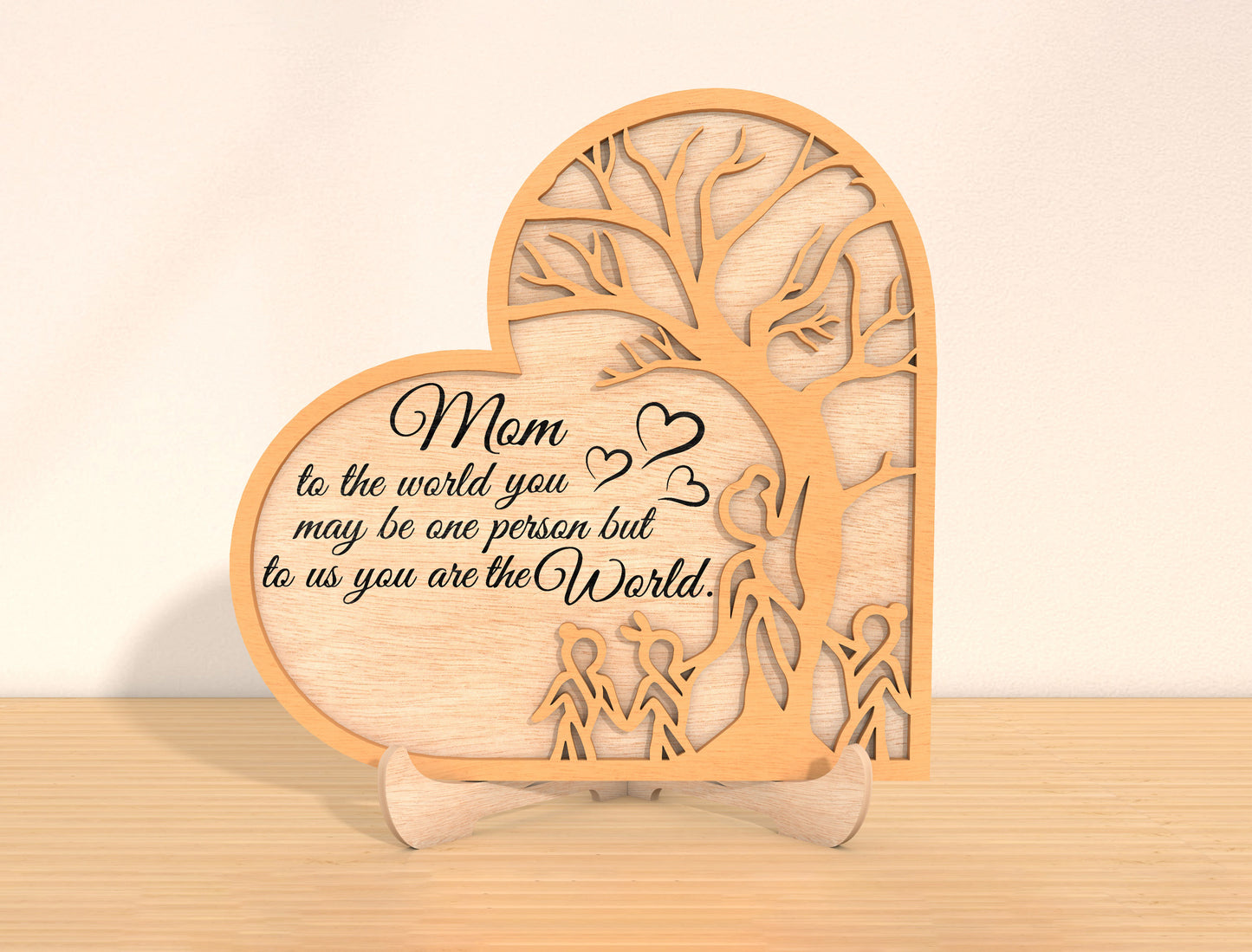 Personalized Mom Family Tree Heart Sign SVG for Glowforge and xTool
