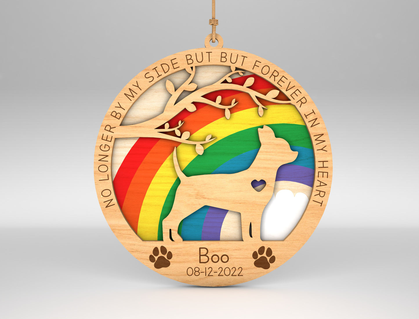 105 Dog Breeds Rainbow Memorial Ornament SVG Bundle Laser Cut File for Glowforge
