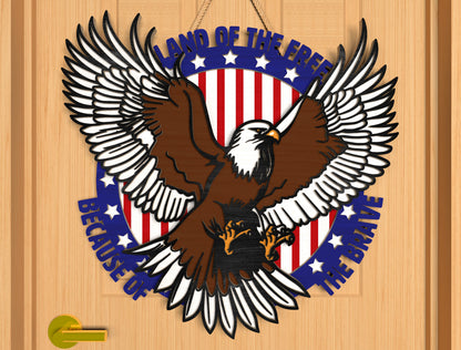 Land of the Free Eagle SVG Laser Cut File for Glowforge