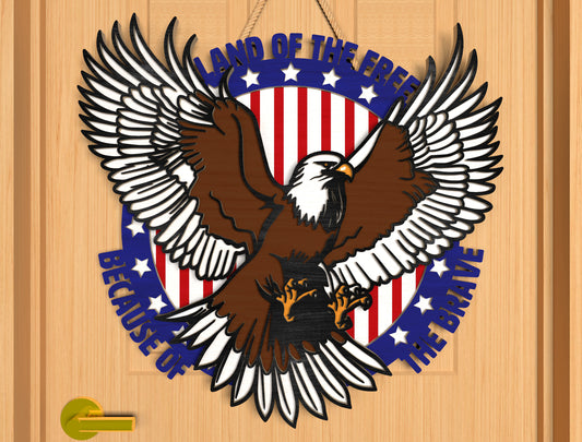 Land of the Free Eagle SVG Laser Cut File for Glowforge