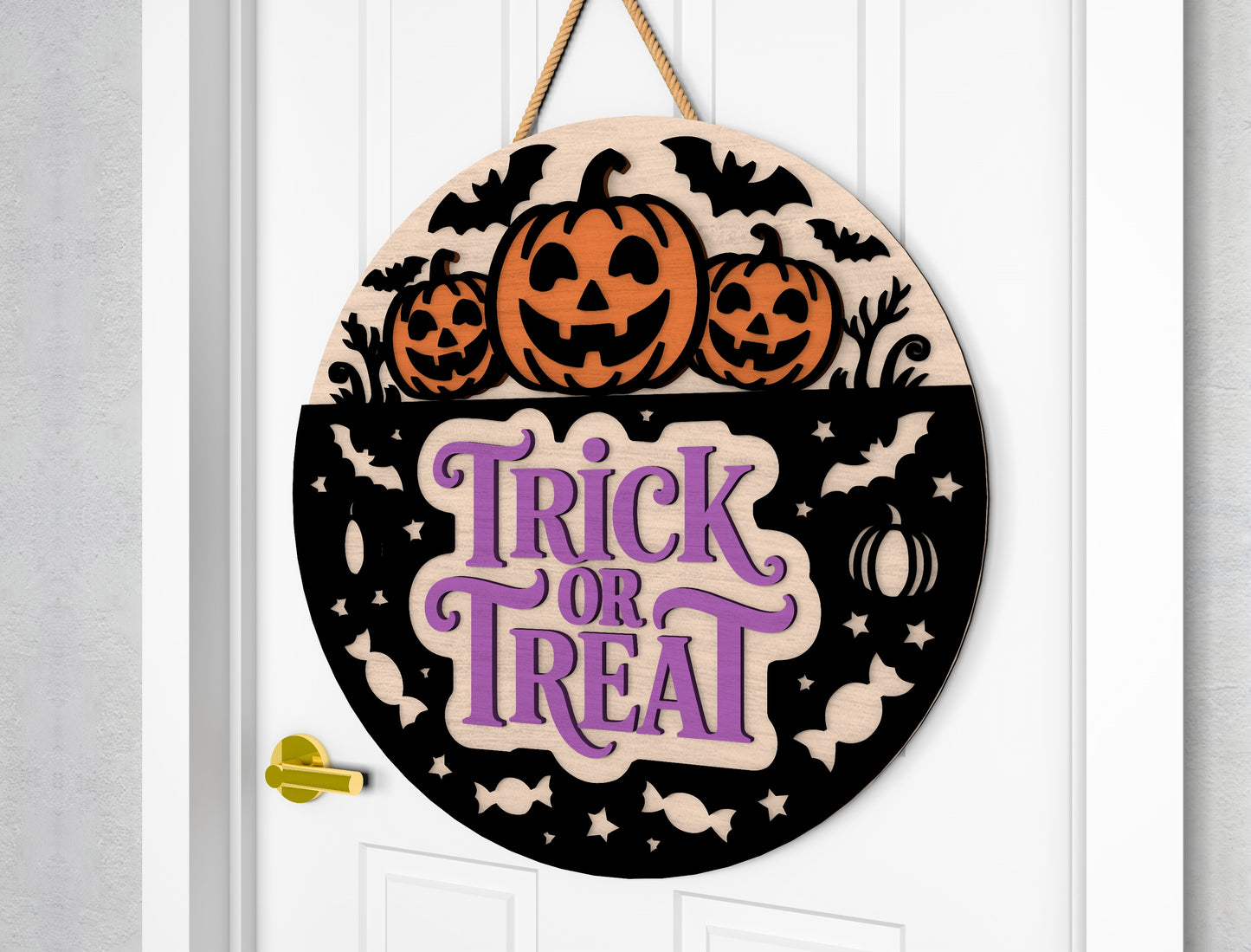 2 Halloween Pumpkin Door Sign SVG Ghost Laser Cut Bundle for xTool
