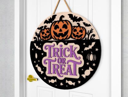 2 Halloween Pumpkin Door Sign SVG Ghost Laser Cut Bundle for xTool