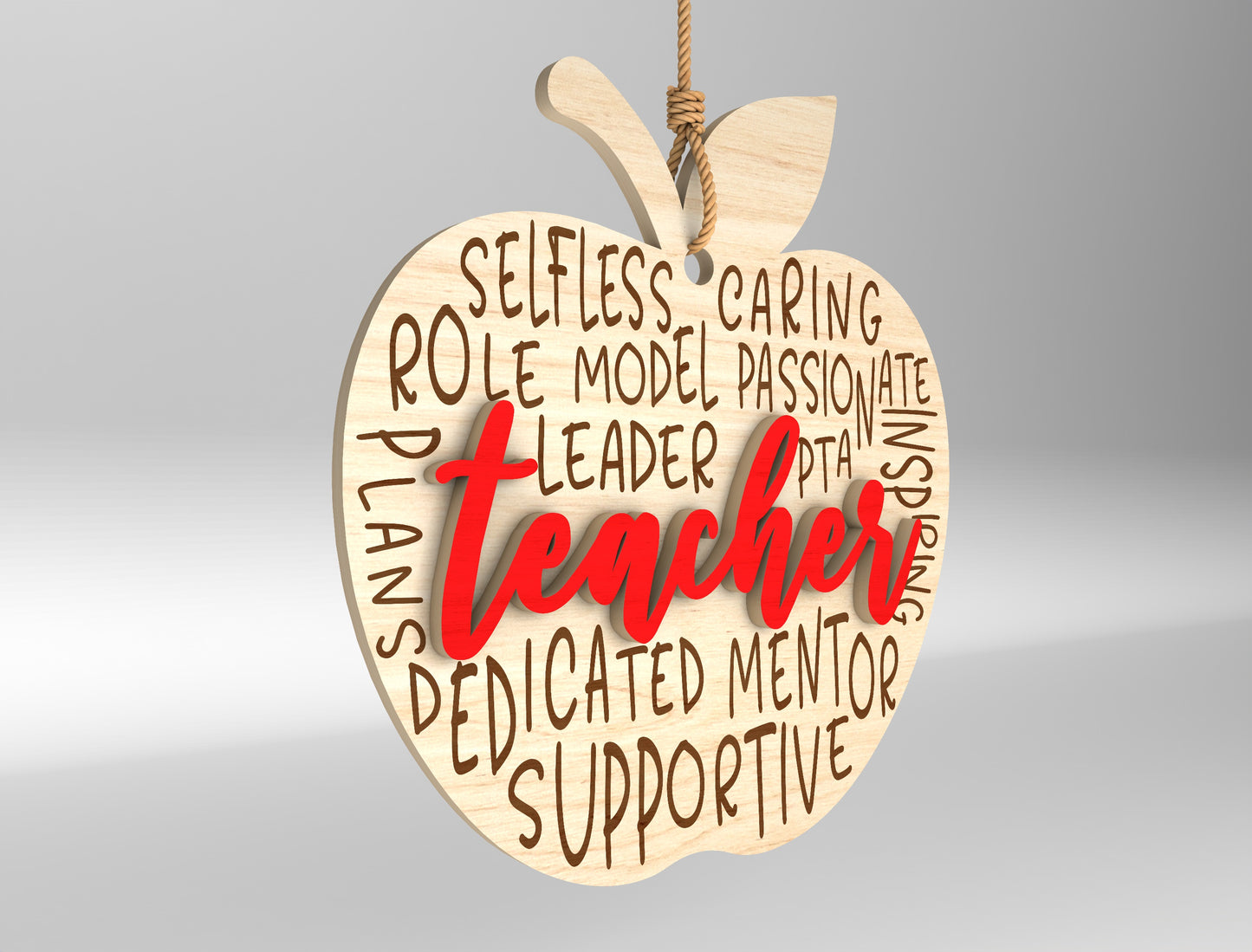 Teacher Apple Ornament SVG Bundle Laser Cut File for Glowforge