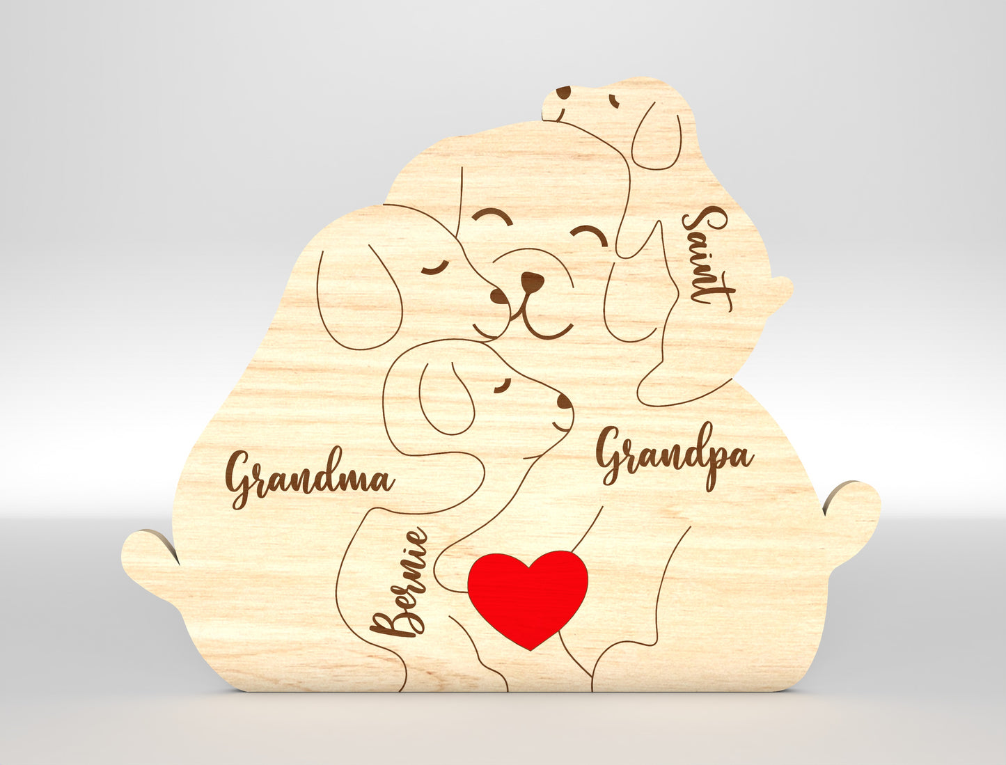 Personalized Dog Family Puzzle Sign SVG for xTool and Glowforge