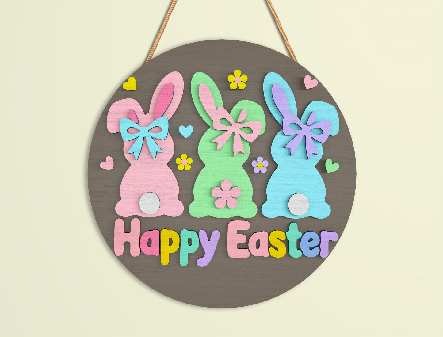 Easter Bunny Door Sign SVG Bundle Cute Bunny Quote for LightBurn