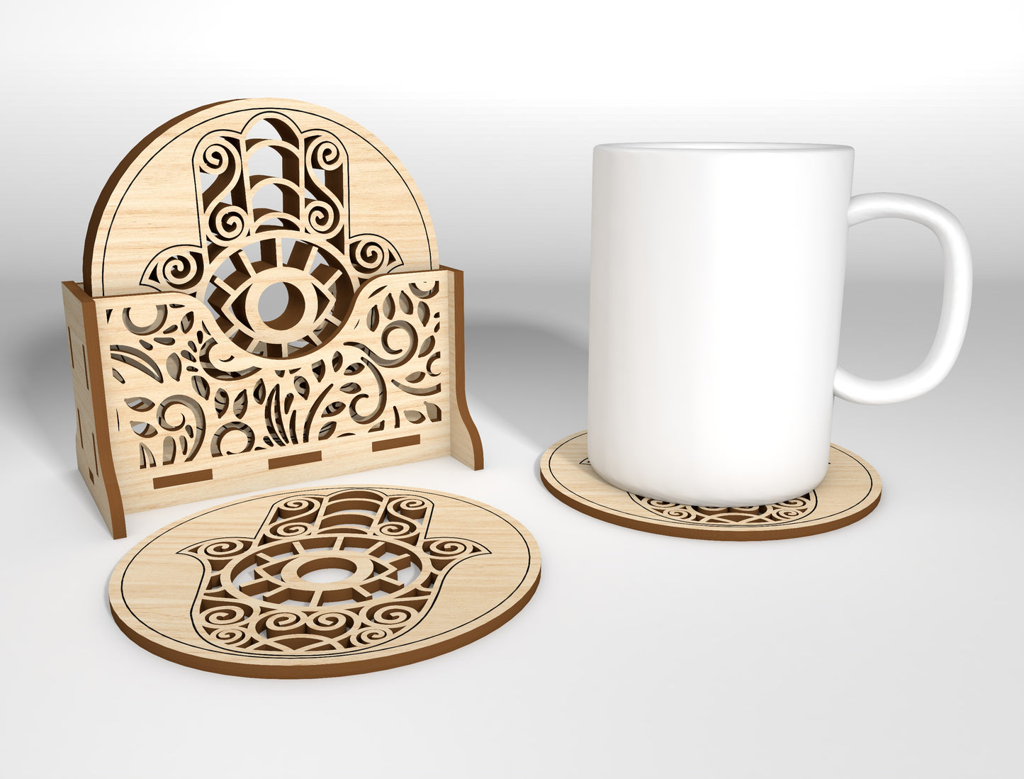 Mandala Coaster SVG Bundle with Holder for LightBurn and Glowforge