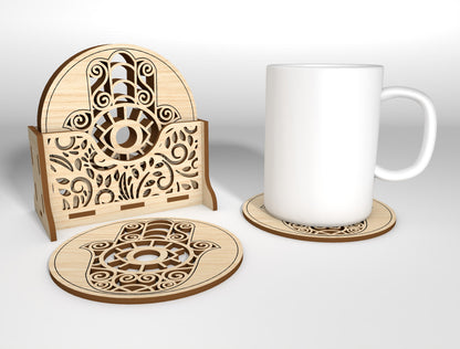 Mandala Coaster SVG Bundle with Holder for LightBurn and Glowforge