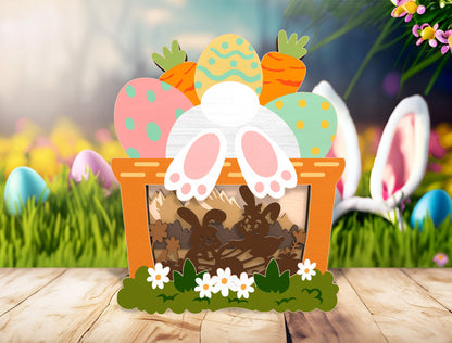 Easter Bunny Garden Multilayer SVG Layered Scene for LightBurn and xTool