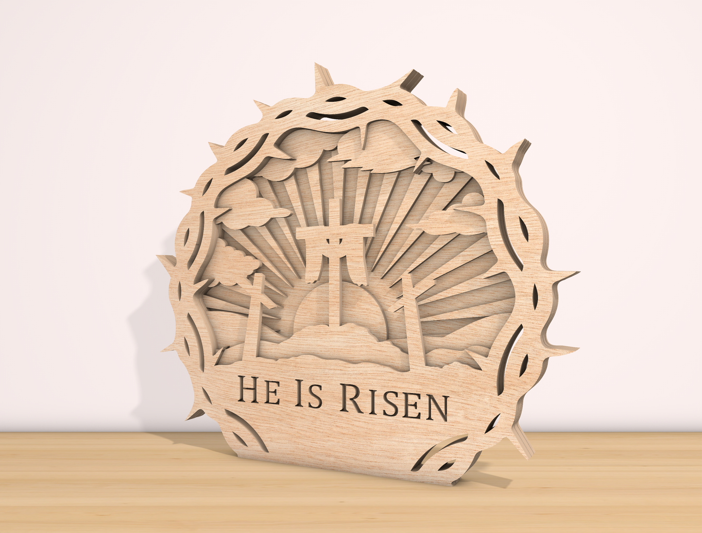 Multilayer He Is Risen Crown of Thorns SVG Bundle for LightBurn and xTool