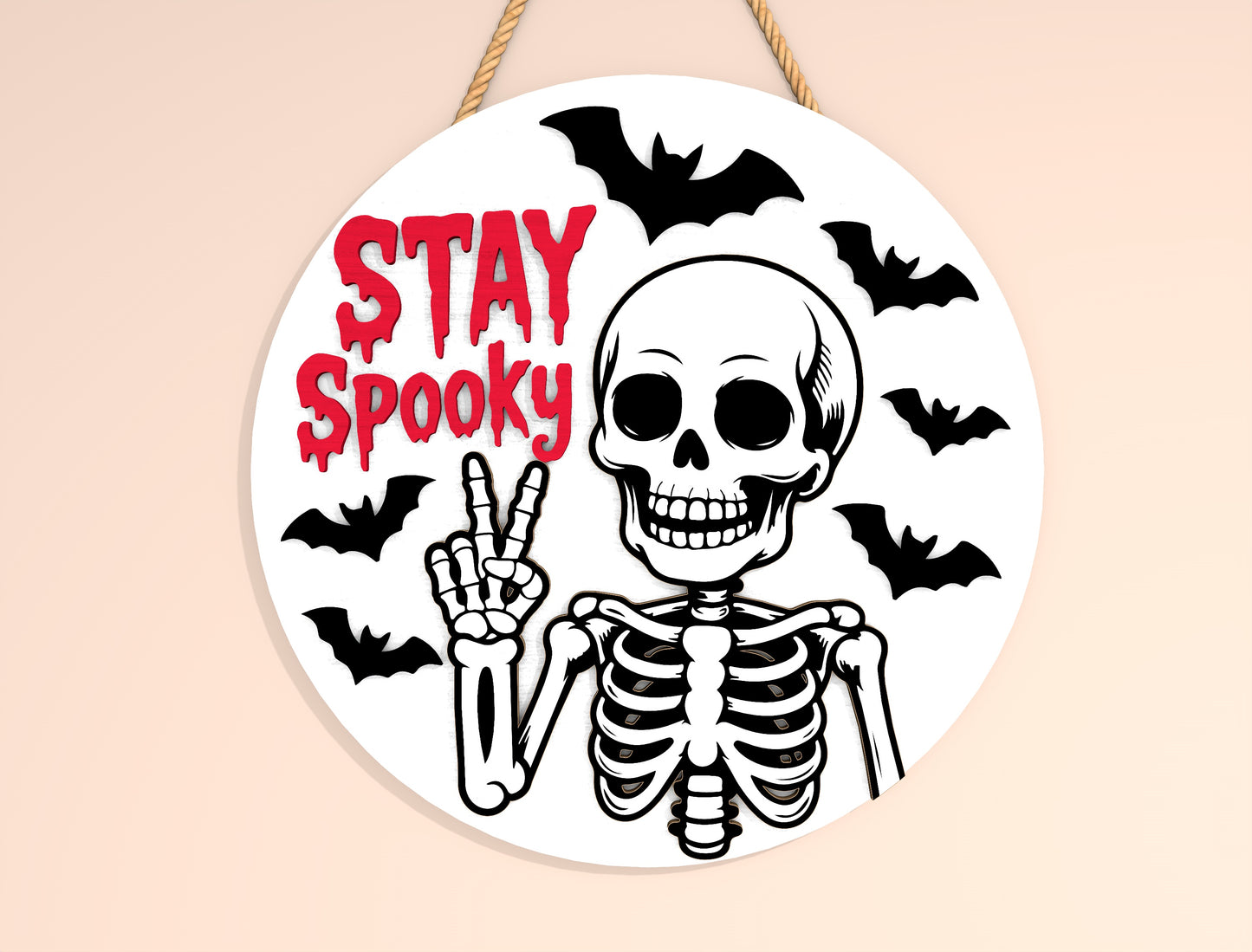 Funny Halloween Round Door Hanger SVG Bundle Laser Cut File | 6 Spooky Quote Designs | Front Door Decor | Glowforge, xTool, LightBurn, etc.