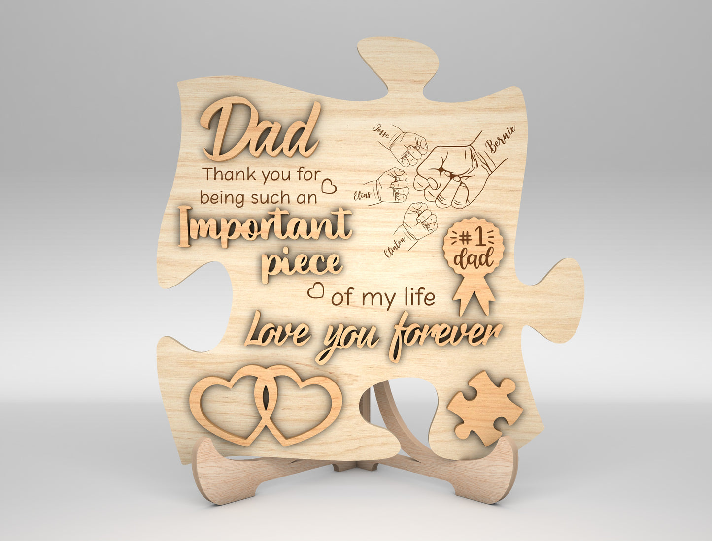 Dad Heart Puzzle Map Sign SVG Laser Cut File for Glowforge and LightBurn