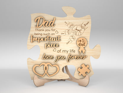 Dad Heart Puzzle Map Sign SVG Laser Cut File for Glowforge and LightBurn