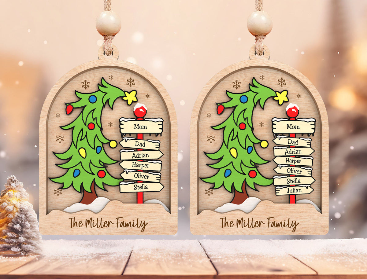 Personalized Family Signpost Christmas Ornament SVG Laser Cu 4