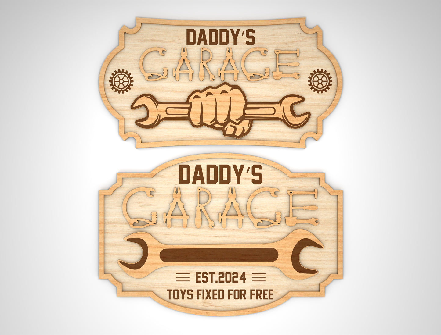 Dad Garage Workshop Sign SVG Bundle Laser Cut File for Glowforge and LightBurn