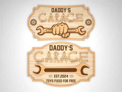 Dad Garage Workshop Sign SVG Bundle Laser Cut File for Glowforge and LightBurn