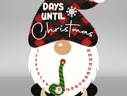 Christmas Gnome Countdown SVG Days Until Christmas Laser Cut File