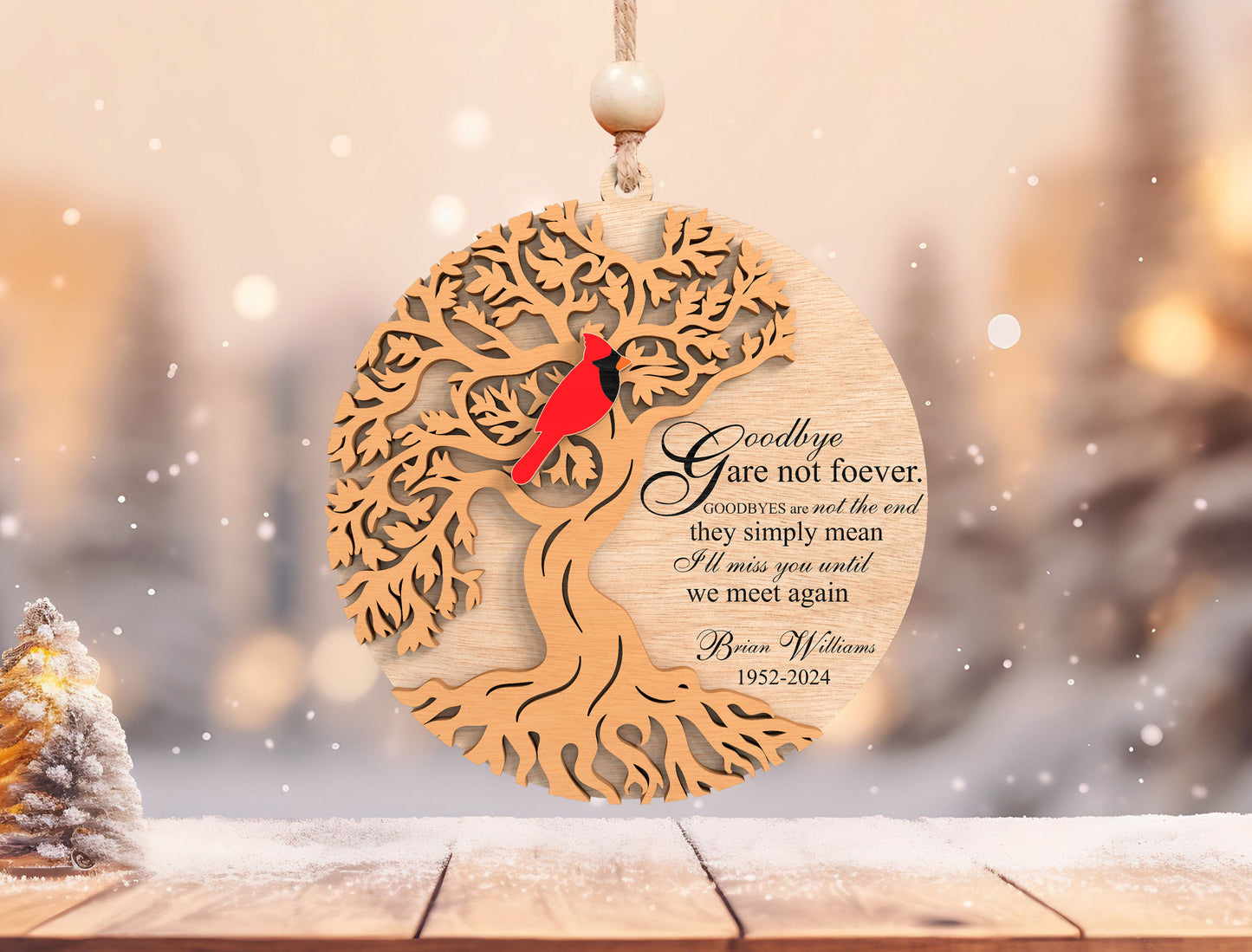 Cardinal Tree of Life Memorial Ornament SVG for Glowforge